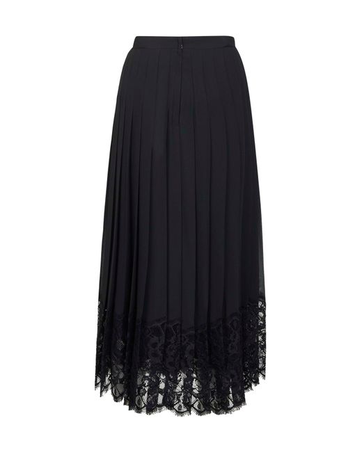 Dolce & Gabbana Blue Chiffon And Lace Pleated Midi Skirt