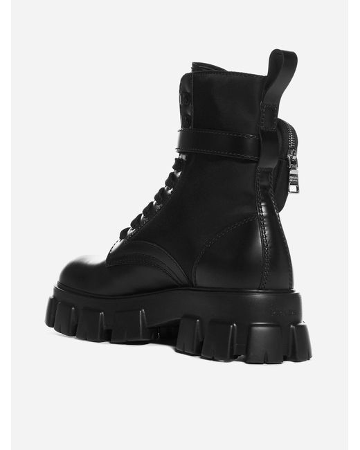 Prada Synthetic Monolith Recycled-nylon Combat Boots in Black for Men ...