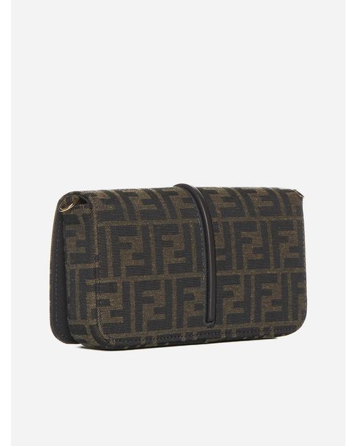 Fendi Gray Graphy Ff Fabric Wallet On Chain