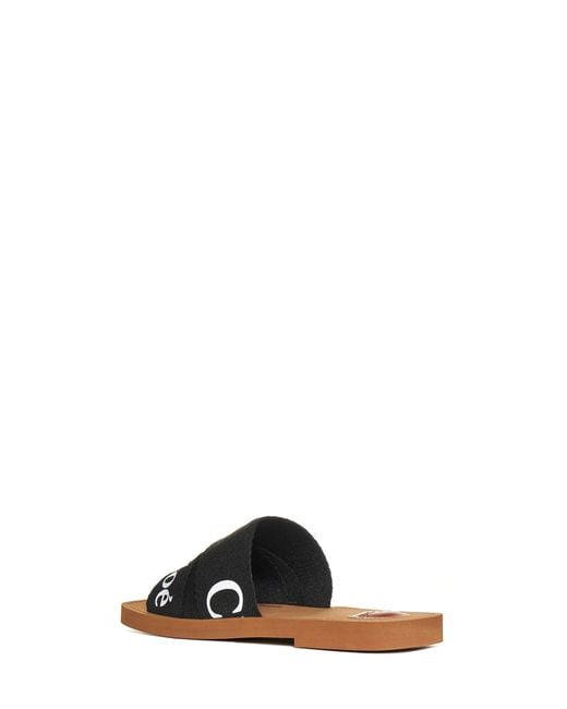 Chloé Multicolor Chloé Woody Linen Flat Sandals