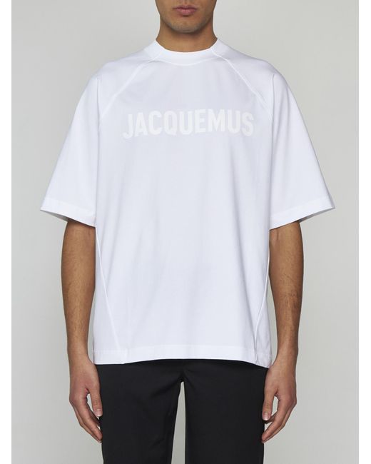 Jacquemus White Typo Cotton T-shirt for men