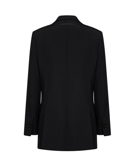MM6 by Maison Margiela Black Wool Blend Double-Breasted Blazer