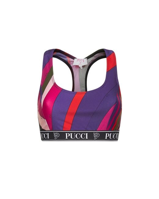 Emilio Pucci Pink Iride Print Lycra Sports Top
