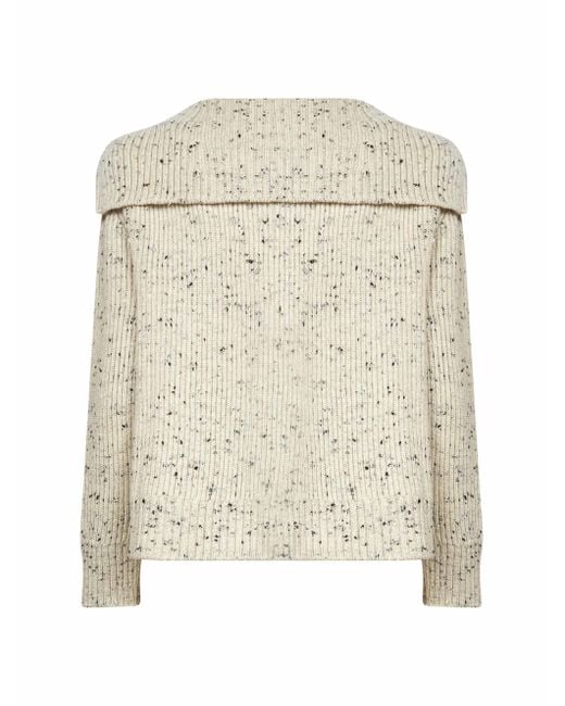 Bottega Veneta Natural Dove English Rib Knit Wool Cardigan
