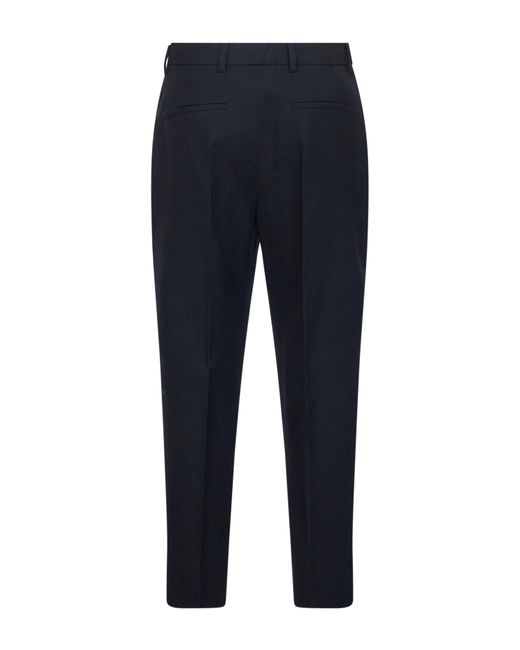 Prada Abbigliamento Blue Virgin Wool Rush Stitch Trousers