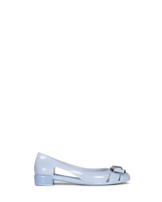 Ferragamo Blue Light Rubber Nara Jelly Ballet Flats