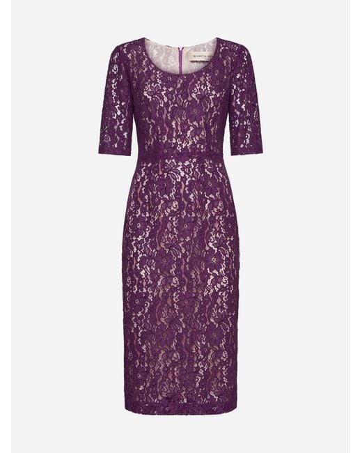 Blanca Vita Purple Alnus Lace Sheath Dress
