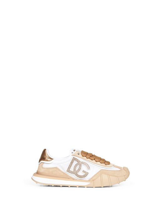 Dolce & Gabbana Natural Mesh And Suede Dg Athletic Sneakers