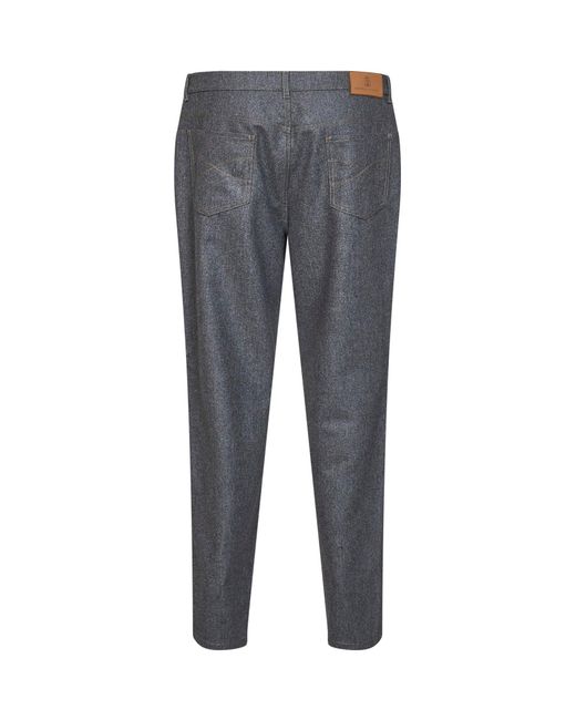 Brunello Cucinelli Gray Medium Virgin Wool Flannel Five-Pocket Trousers for men