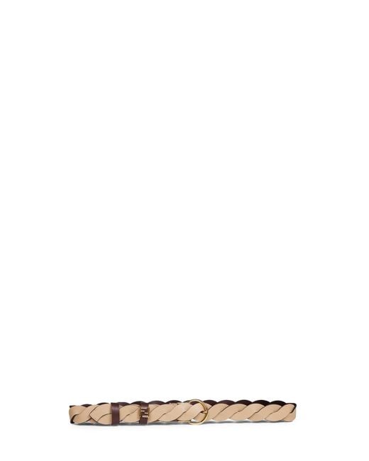 Fendi White Mahogany And Cappuccino Woven Leather Reversible Ff Belt