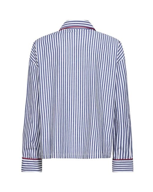 Mc2 Saint Barth Blue Striped Poplin Astra Pajama-Style Shirt