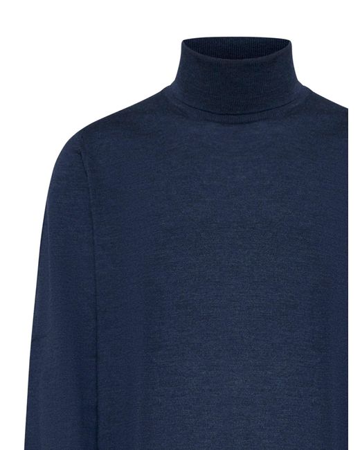 D 40 Blue Virgin Wool Turtleneck Sweater for men