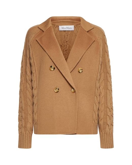 Max Mara Brown Micio Wool And Cashmere Peacoat
