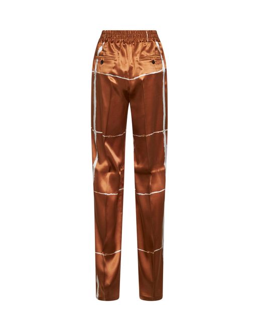 Kiton Brown Tan And Printed Silk Drawstring Trousers