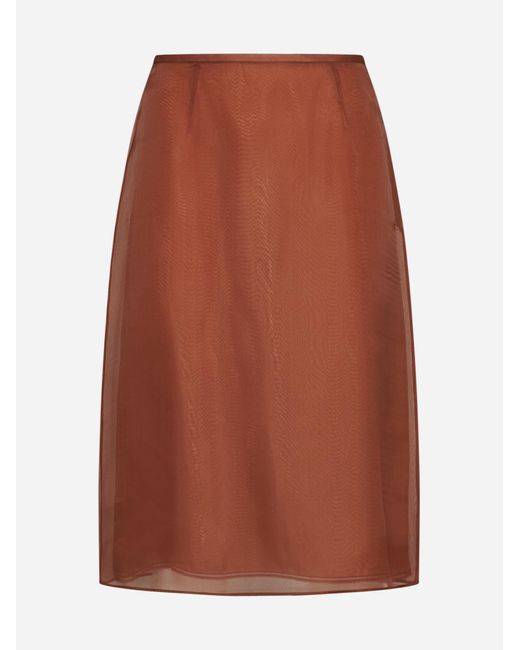 Prada Brown Silk Skirt