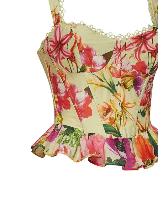 Charo Ruiz White Bustier Top Floret Cotton