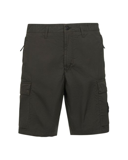 Stone Island Gray Stretch Cotton Canvas Cargo Bermuda Shorts for men