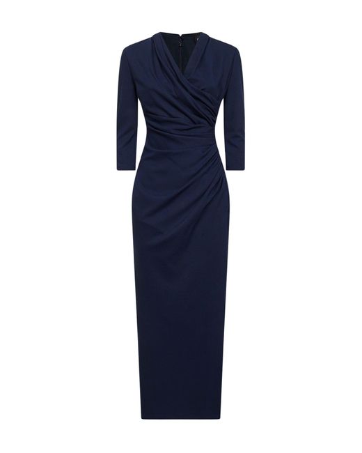Giorgio Armani Blue Asv Viscose Blend Milano-Stitch Midi Dress
