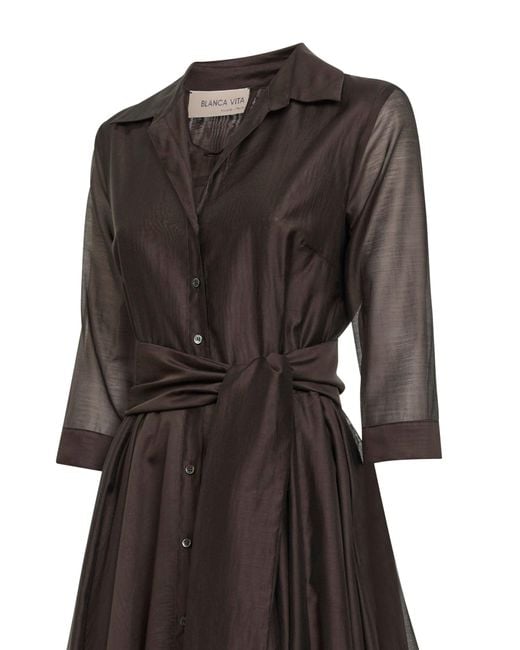 Blanca Vita Black Mocha Voile Alaky Midi Dress