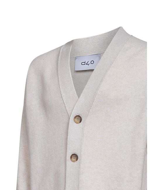 D 40 Gray Virgin Wool Knit Relaxed Fit Cardigan for men