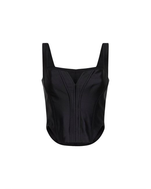 Self-Portrait Black Taffeta Corset Top
