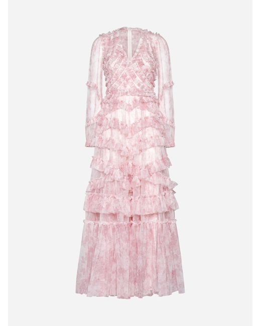 Needle & Thread Pink Fleur De Lis Floral Print Gown