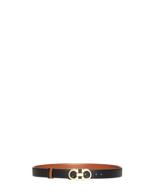 Ferragamo White Reversible Leather Gancini Belt