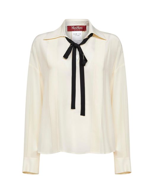 Max Mara White Tie Blouse Mstcolono Silk