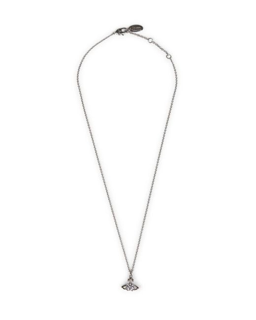 Vivienne Westwood White Platinum Crystal-Embellished Metal Reina Pendant Necklace