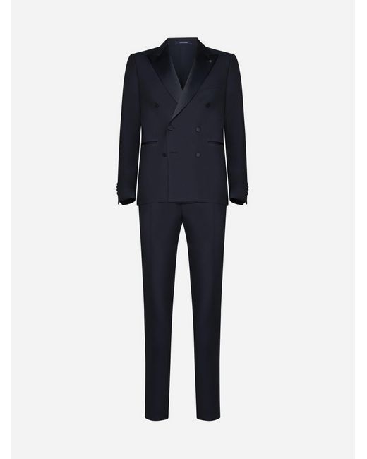 Tagliatore Blue Double-breasted Wool And Mohair Tuxedo for men