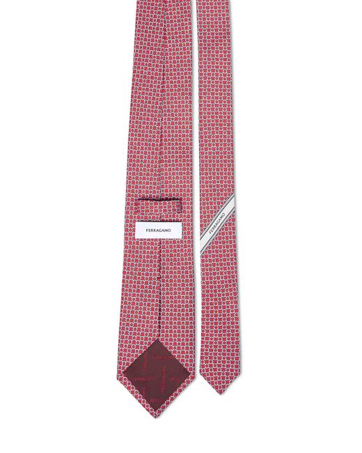 Ferragamo Pink Gancini Silk Twill Carato Tie for men