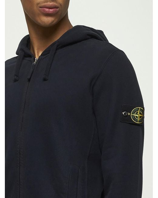 Stone Island Blue Cotton Zip-up Hoodie for men