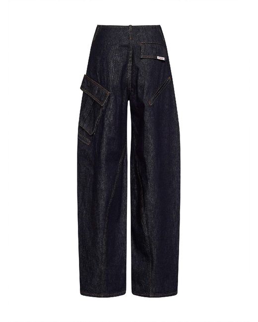 Self-Portrait Blue Denim Cargo Jeans
