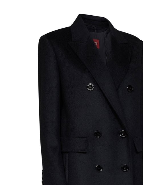 Max Mara Black Msteffige Tuxedo-Style Long Coat