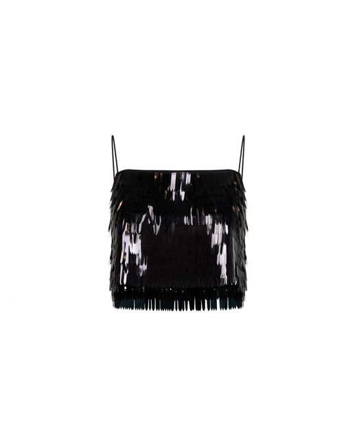 Self-Portrait Black Self Portrait Sequin Cropped Top