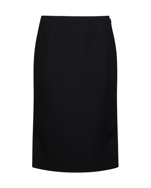 Fendi Black Wool And Silk Midi Pencil Skirt