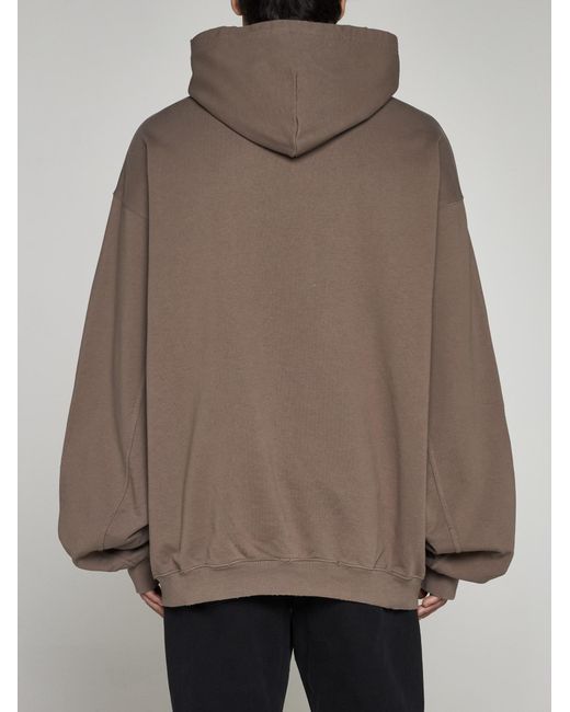 Balenciaga Logo Cotton Hoodie in Brown for Men | Lyst