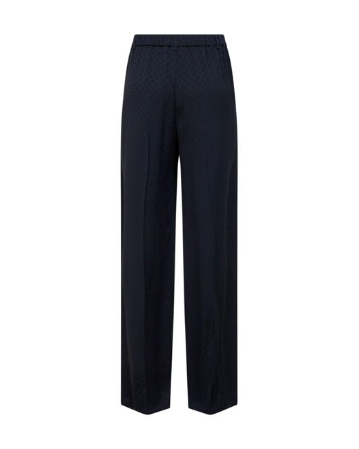 Gucci Blue Dark Viscose And Silk Jacquard Trousers
