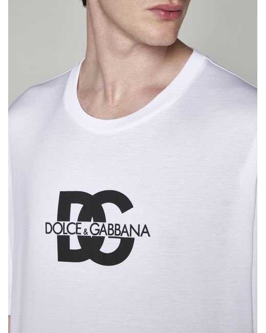 Dolce & Gabbana White Dg Logo Cotton T-shirt for men