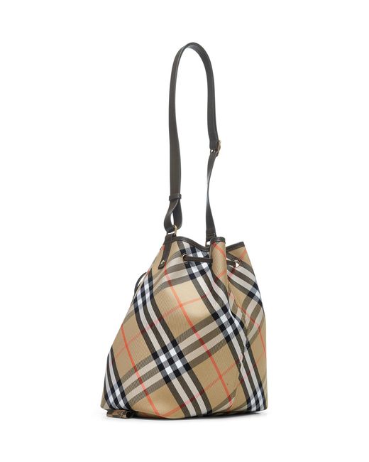 Burberry Natural Medium Check Bucket Bag <Br