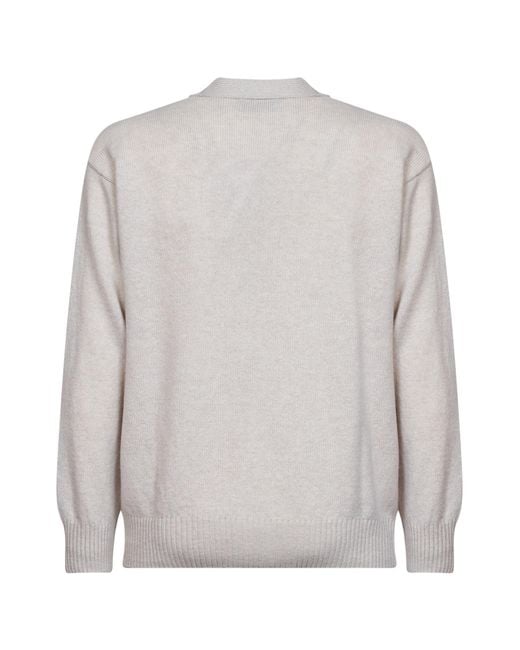 D 40 Gray Virgin Wool Knit Relaxed Fit Cardigan for men
