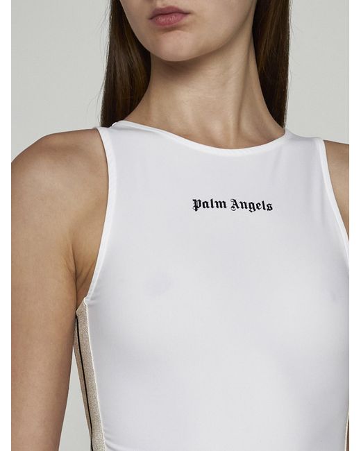 Palm Angels White Training Track Jersey Tank Top