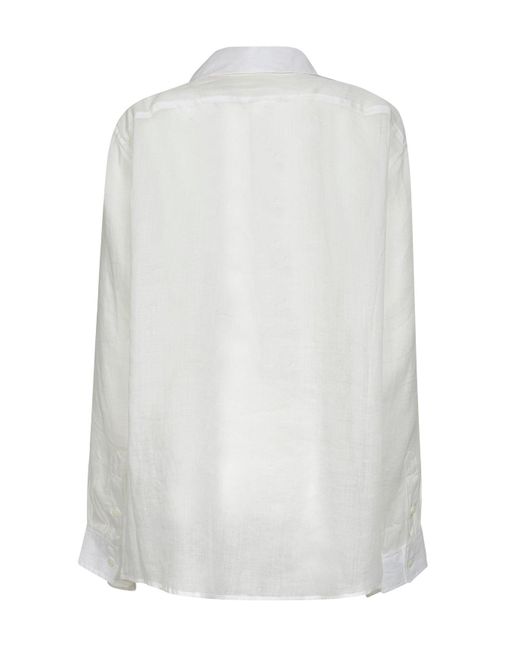 Totême  White Ramie Voile Double Collar Shirt