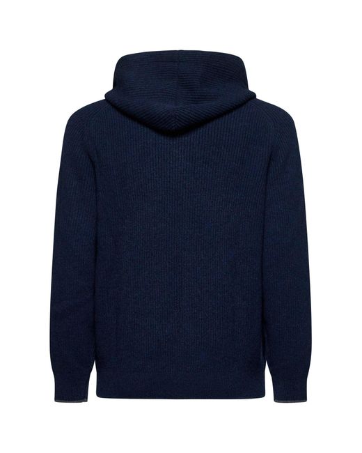 D 40 Blue Hooded Zip-Up Sweatshirt for men