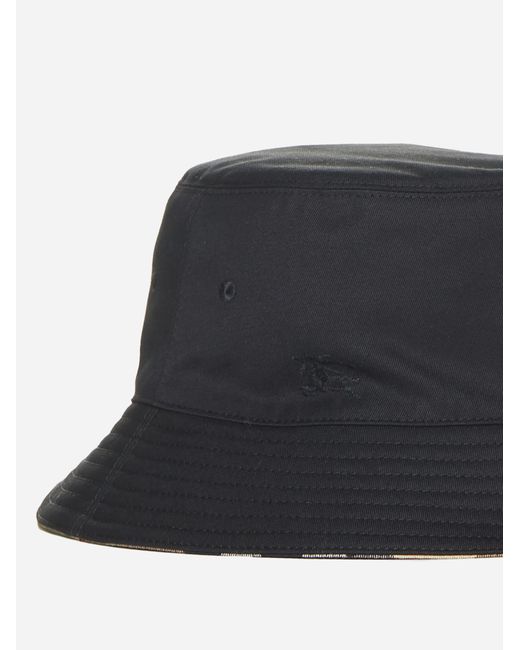 Burberry Black Logo Cotton-blend Bucket Hat for men