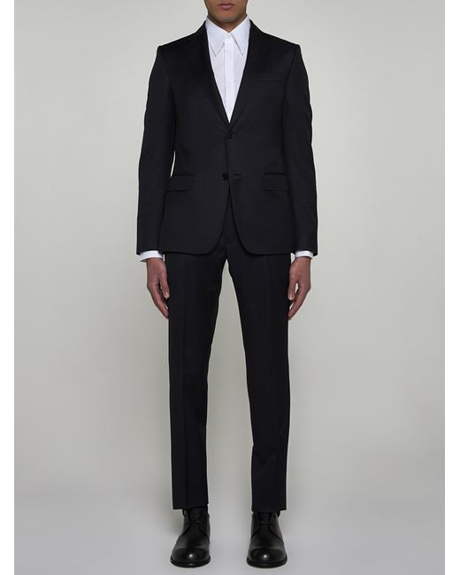 Zegna Black Wool And Mohair Single-breasted Suit for men