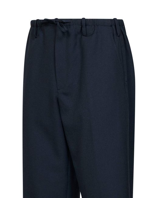 Dries Van Noten Blue Wool Penny Straight-Leg Trousers for men