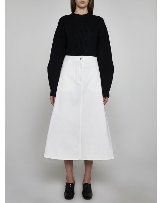 Studio Nicholson White Baringo A-line Denim Skirt
