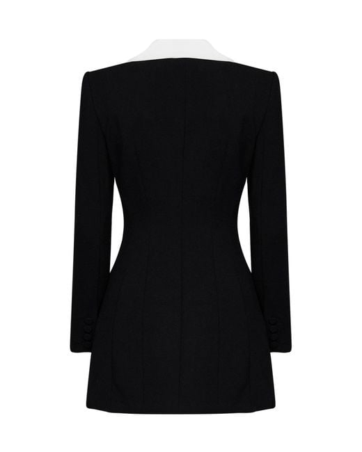 Self-Portrait Black Wool Tailored Blazer-Style Mini Dress
