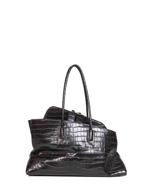 The Attico Black Coffee "La Passeggiata Medium" Top Handle Bag